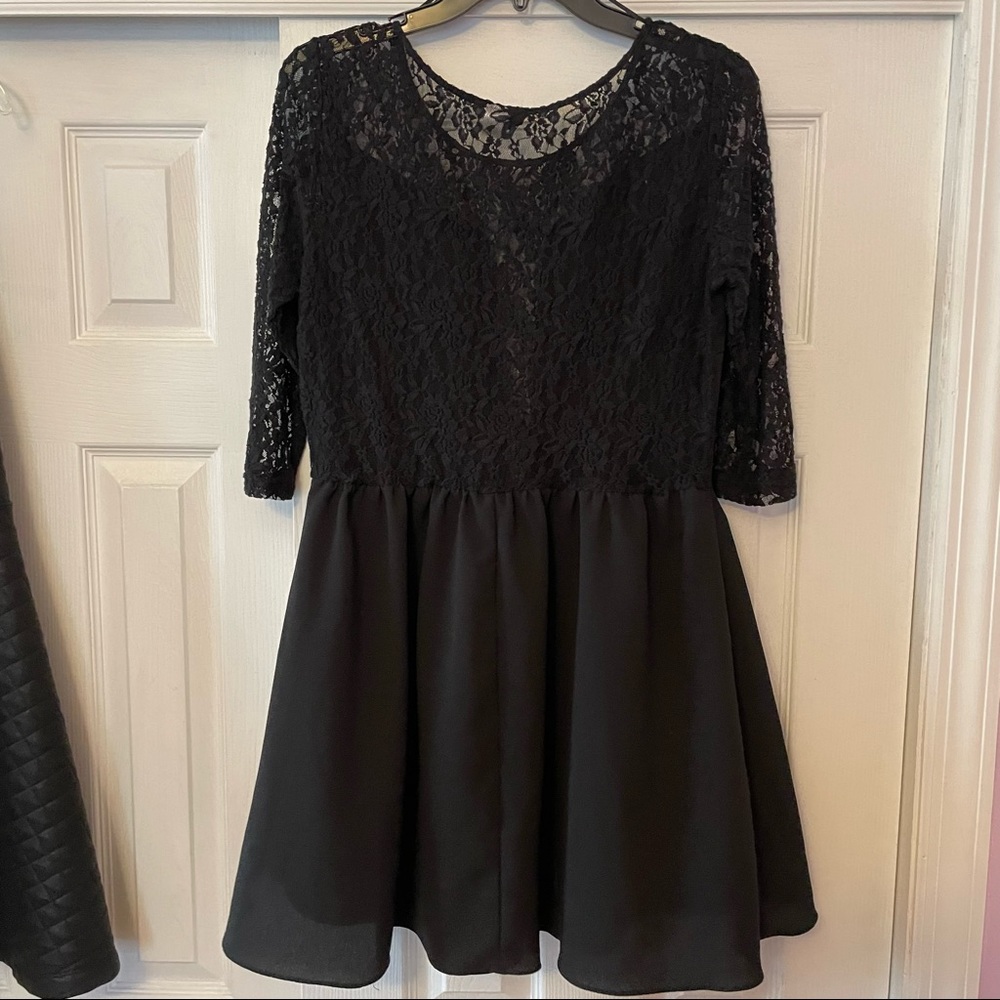 Black Lace Skater Dress